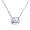Yhpup Stainless Steel Imitation Pearl Square Pendant Necklace Korean Style Stylish Daily Wear Chic Jewelry Wholesale