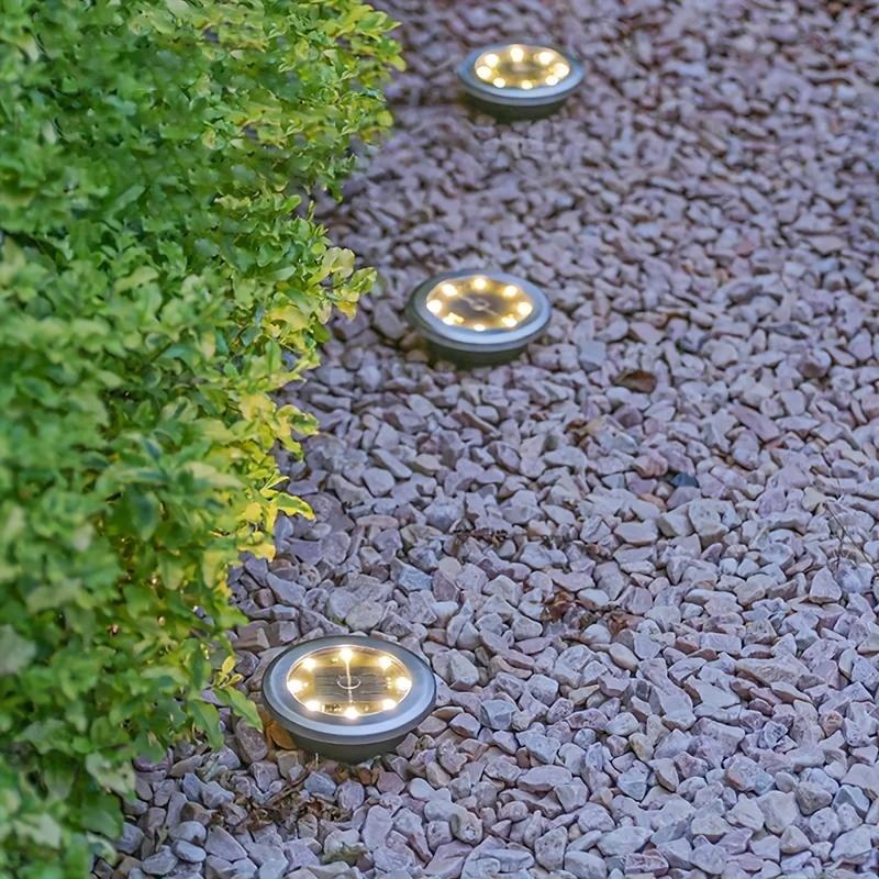 8 Pcs 8LED Solar Power Disk Light Outdoor Garden Solar Underground Light Deck Light Spotlight Buried Solar Led Lamp
