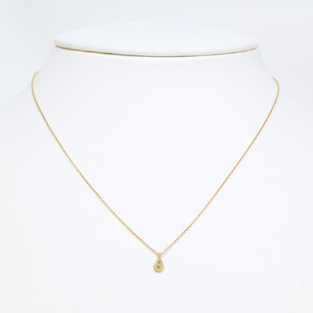 hum K18 0.095 1P Diamond Teardrop Necklace Yellow GoldUsed