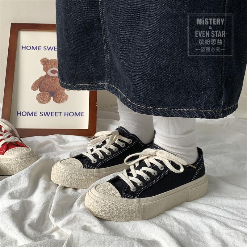 Hot sale spring new crooked brand geometric multi-layer retro canvas shoes 1301