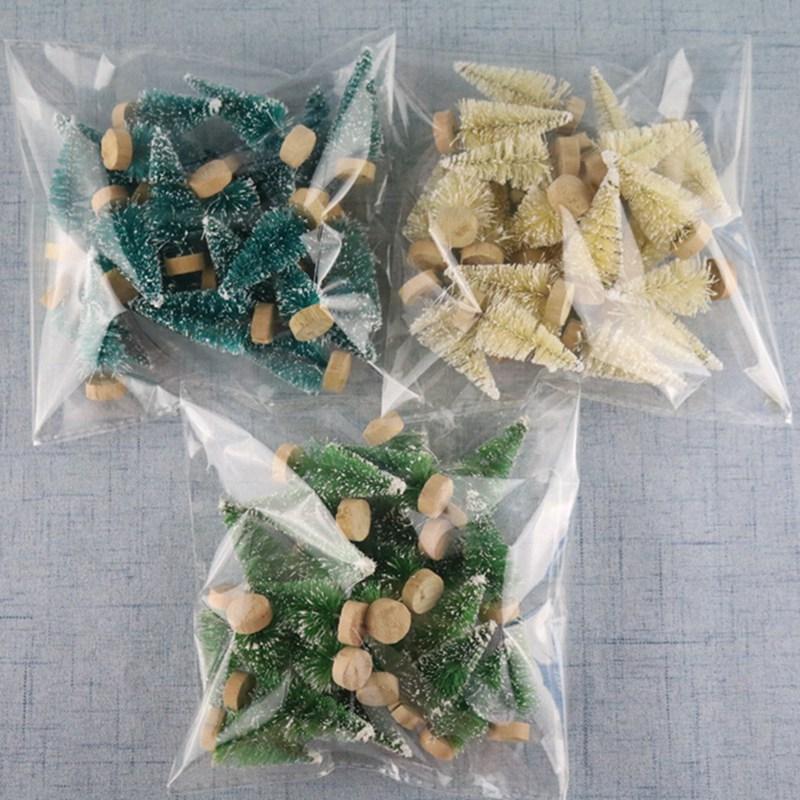 12 Mini-Weihnachtsbäume zum Selbermachen (4,2 cm), künstliche Kiefern, Mini-Sisal-Flaschenbürsten, weißer Weihnachtsbaum, Weihnachtsmann, Schnee, Frost, Hausdekoration