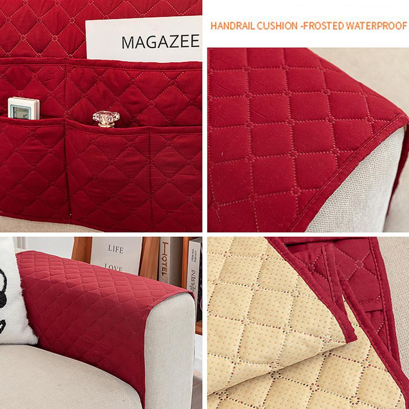 Portable 50x90cm Storage Bag Solid Color Waterproof And Non-slip Recliner Sofa Cover With Pocket Armrest Towel Home Decortion