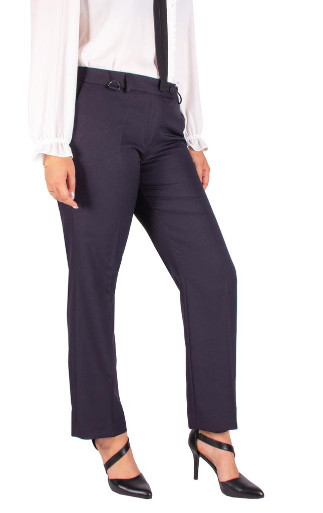 Firi Eleganckie Spodnie Damskie Granatowe Z Wysokim Stanem W Kant 40 /29 L