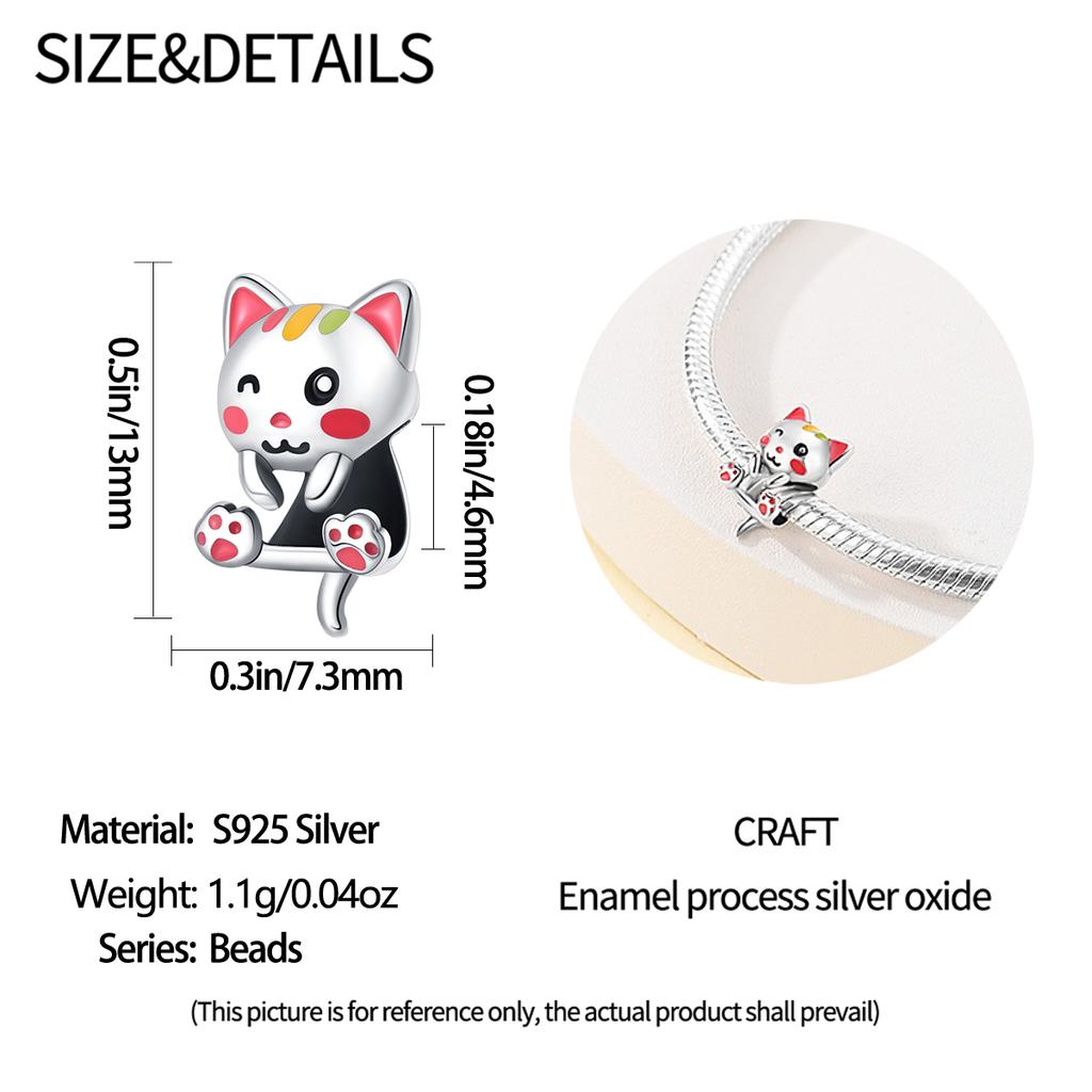 Original Copper Charms Luxury Cute Pet Cat Pink Color Beads Fit Bracelet Diy Women Making Delicate Gift