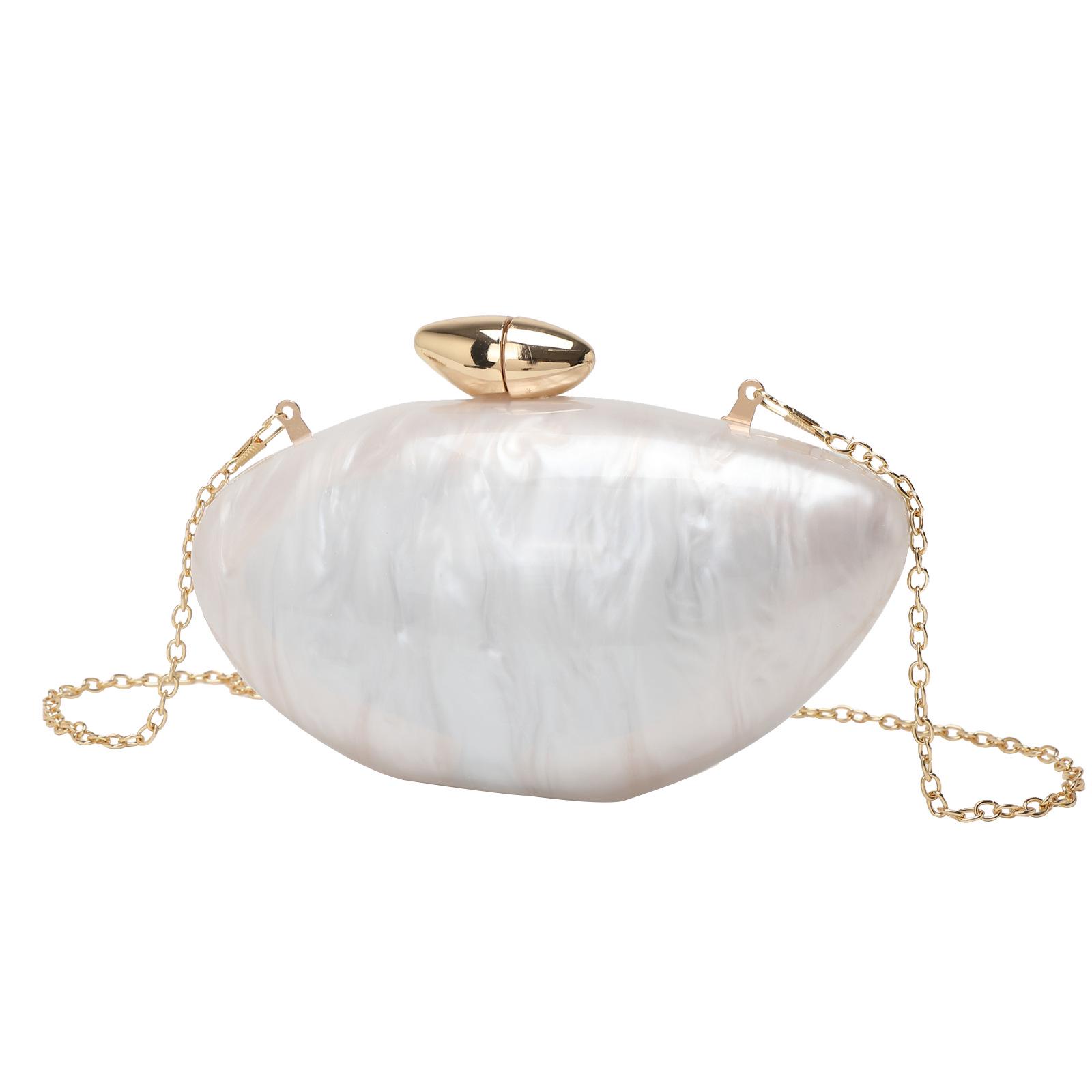 

2024 Женский акриловый овальный клатч через плечо с цепочкой белый