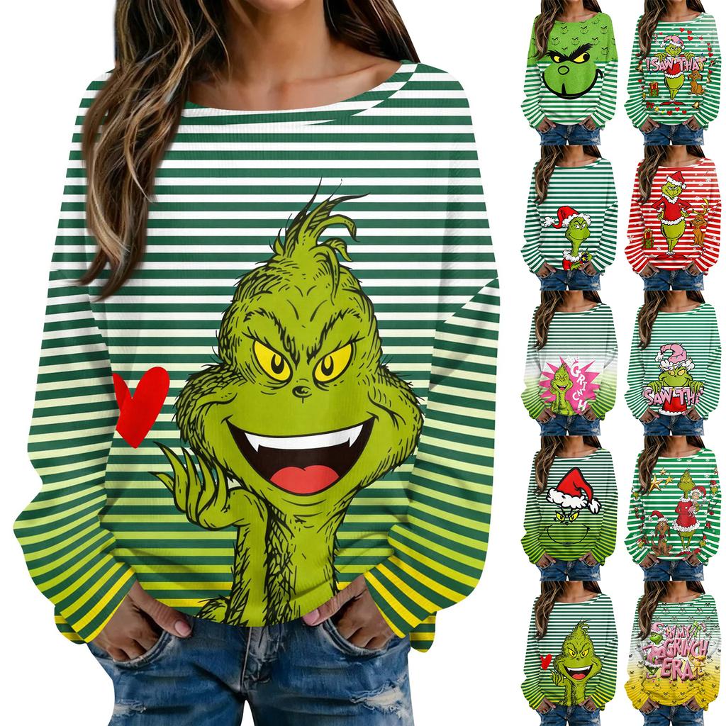 Julegensere for kvinner Strikkegenser Søt skjorte Høst Rund hals Genser Topper