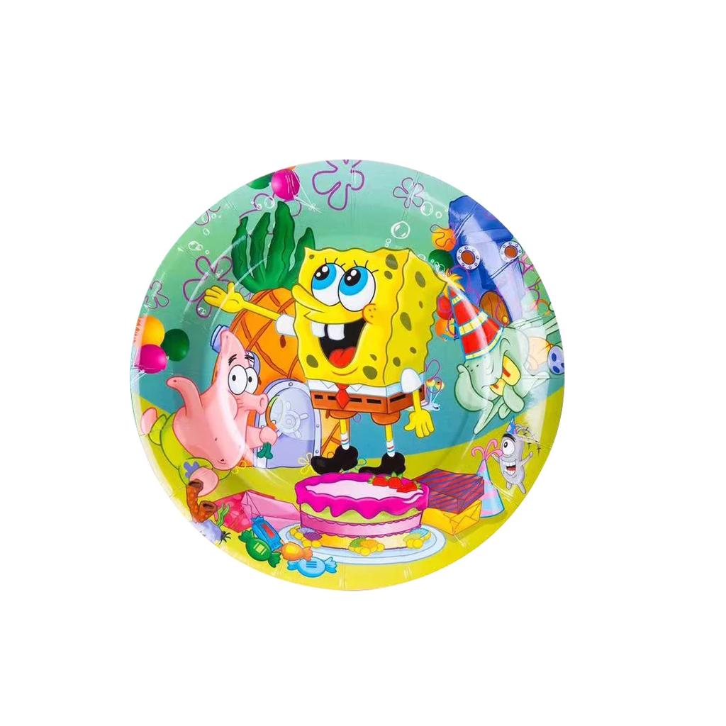 Sponge-Bob Birthday Party Decoration For Kids Toy Aluminum Foil Latex Balloon Cartoon Tableware Event Supplies Banner Backdrops