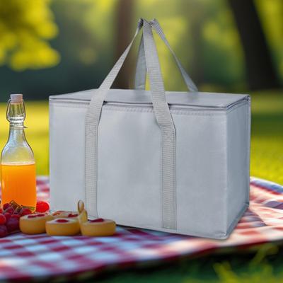 Large Insulated Picnic Bag Zipper Lunch Tote Reusable Grocery Carrier Beverage Cooler Bag for Camping Picnics Travel