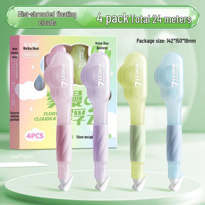 Pen-Style High-Capacity Correction Tape with Push-Button Design, Silent Operation, for Students
