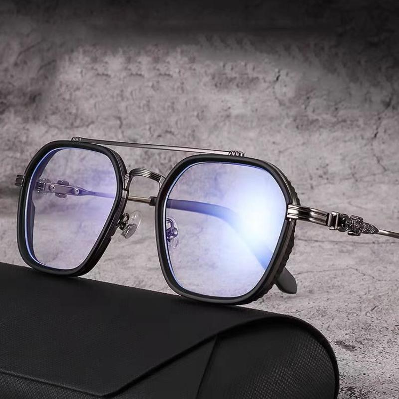 Oversized Metal Retro Fashion Anti Blue Light Glasses for Men Women Double Beam Anti Radiation Computer Mirror Reading Eyewearr