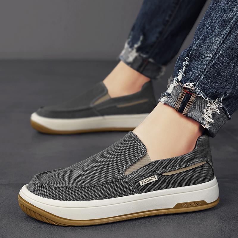 Summer Men Shoes Canvas Sneakers Men Platform Casual Walking Shoes Slip On Male Loafers Man Breathable Street Lazy Shoes
