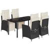 Vidaxl 5-Cz. Gartenmöbel-Set mit Kissen, Schwarz, Polyrattan