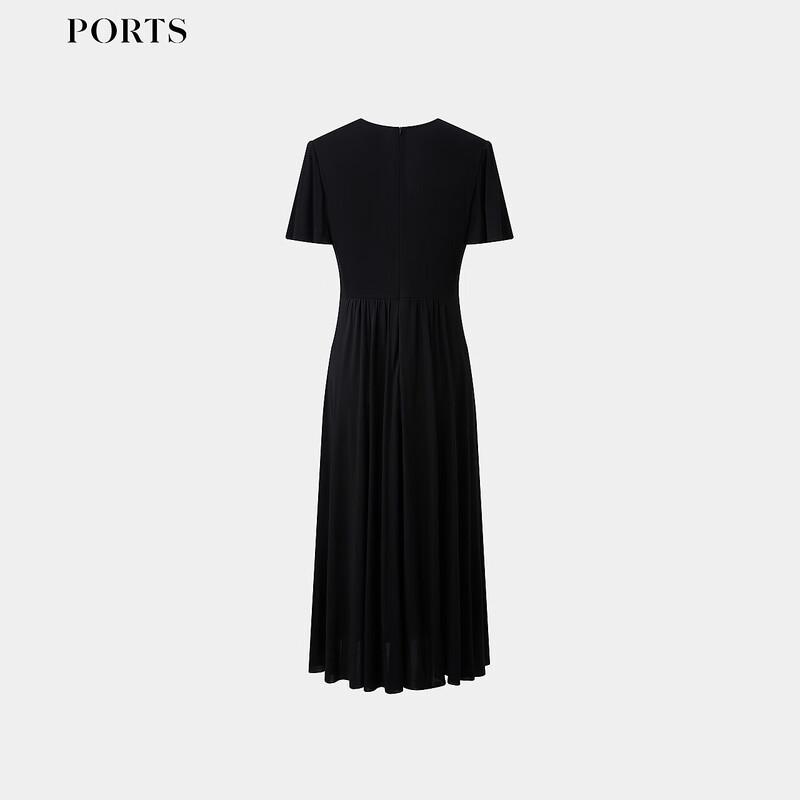 

PORTS Pearl Embellished Drawstring Little Black Dress M