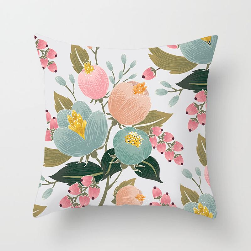 Abstract Floral Pattern Pillowcase Vintage Watercolor Floral Bird Cushion Cover Home Sofa Car Office Party Decor Accessories