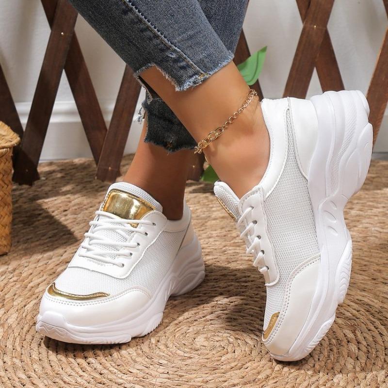 Fashion Women'S Fashion Sneaker Lace Up Running Casual Max Cushioning Walking Tennis Flat Vulcanized Shoes Comfortable Soft Sole Shoes