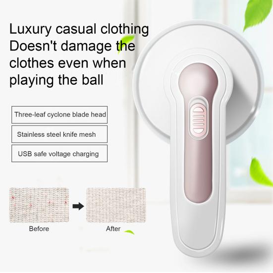 Electric Fabric Shaver USB Blades Sweater Clothes Lint Remover Defuzzer Cordless Rechargeable 3-Leaf Portable Fuzz Pills