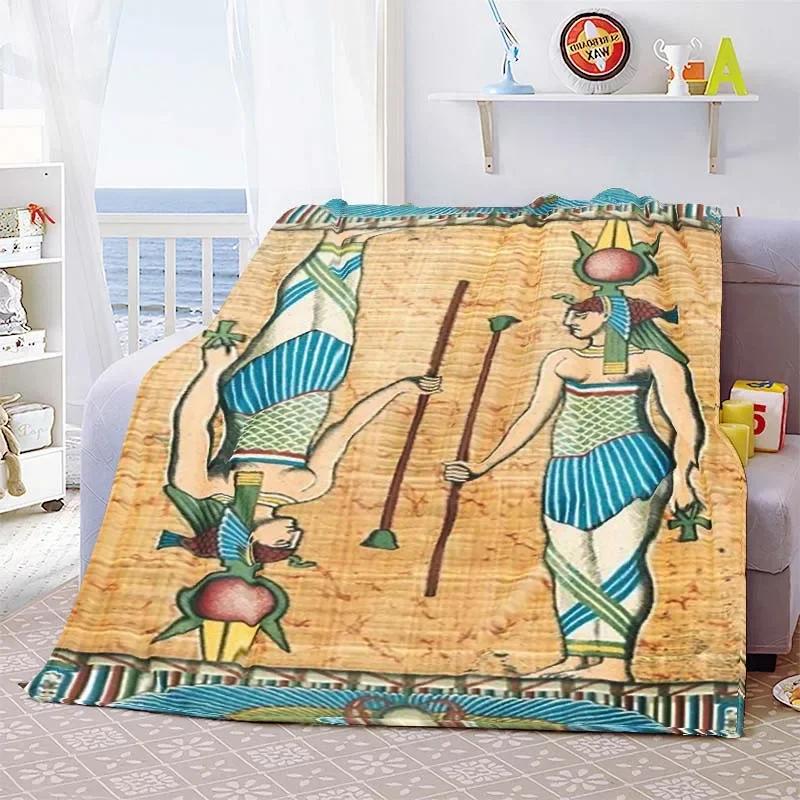 Ancient Egyptian Civilization Flannel Blanket The Ancients Daily Printed Warm Throw Blanket for Sofa Bedroom Office Plush Quilt