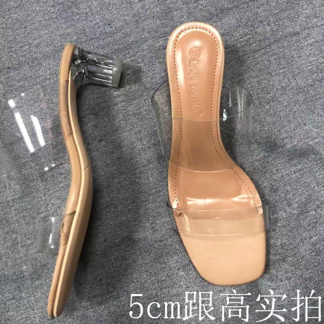 

Босоножки женские 2025 лето новые толстые каблуки крутые шлепанцы женская обувь хрустальные высокие каблуки сказочный стиль 208-7 33