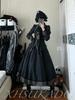 XHSUKADO Gothic Lolita Irregular Long Size L Women's Dress, Halloween, Lace, Jabot, Lace-Up, Long, Ruffled, Hem, Dark, Spider, Noble, Gothic,