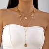 Sparkling Cross Layered Necklace for Women Vintage Baroque Rhinestone Stackable Necklace Set Party Jewelry Accessories