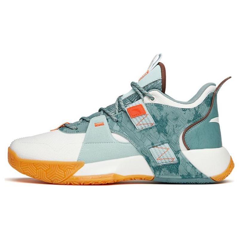 Anta Speedy 2 Скользкие Устойчивые к истиранию Средние Винтажные Баскетбольные Кроссовки Мужские Бело-Зеленые Кроссовки 44.5