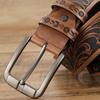 [Lamerry] Western Belt, American Casual Style Belt, Patterned, Vintage, Perfect for Jeans, Chinos, Denim, Men's, Brown, Beige, 120cm