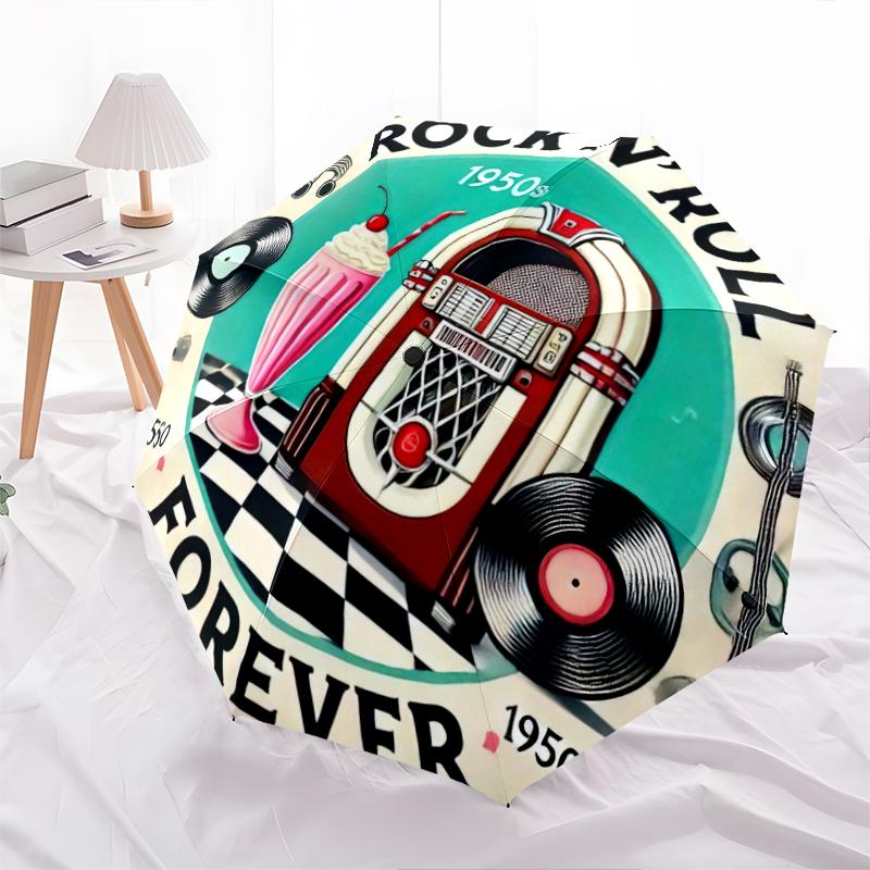 1PC Rock n' Roll Umbrella Portable Folding Umbrella Iron Frame Hole Bone Structure Outdoor Home Umbrella A16