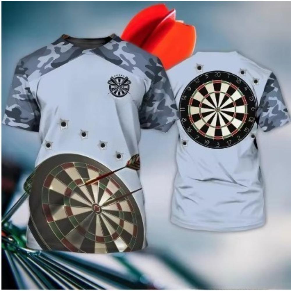 Neues 3D-gedrucktes Dart Herren Sommer Kurzarm Modisches Rundhals Locker Lässig Übergröße Personalisiertes T-Shirt