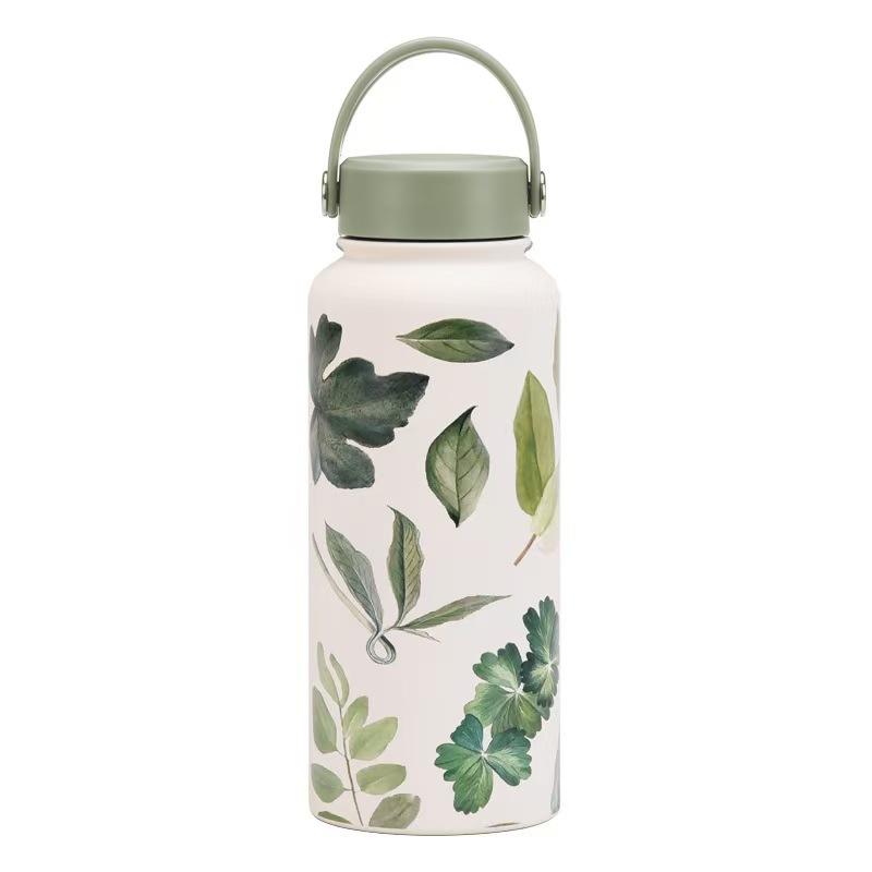 1L Large Capacity Sports Thermos Cup With Handle For Camping Gym,Stainless Steel Vacuum Flasks,Drinkware,Sports Water Bottle