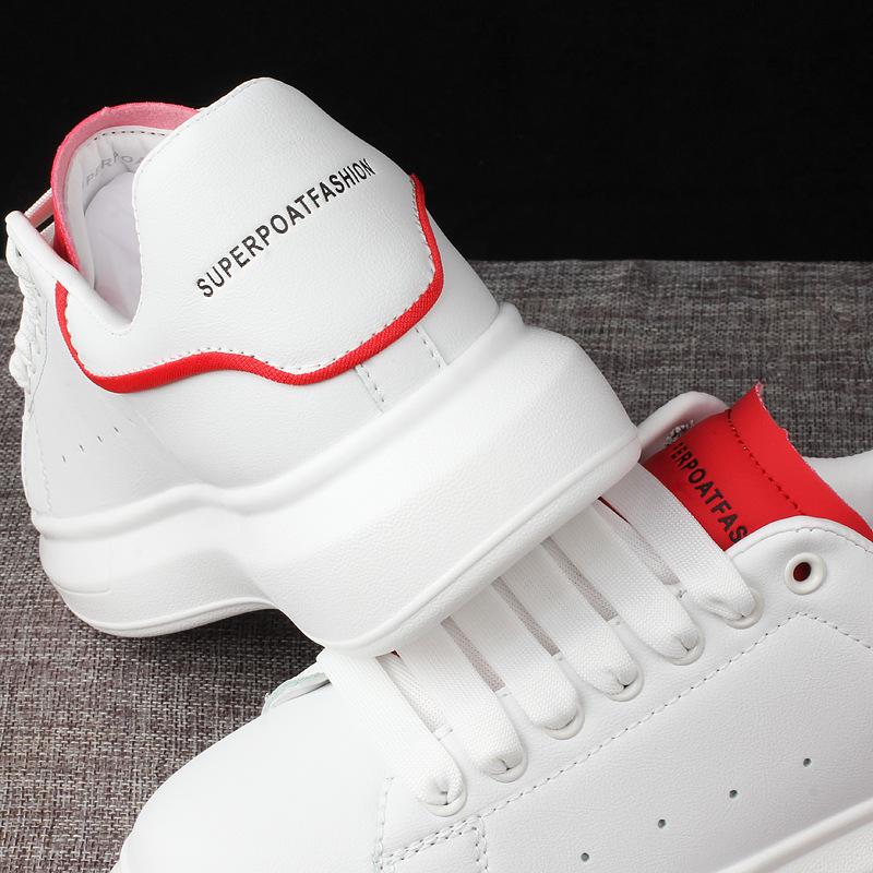 Menn og kvinner med små hvite sko Damesko med tykk såle Par Fritidssko Damesko Skateboardsko Svampsko Lette