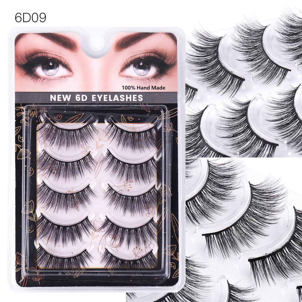 5 Pairs Of Eyelashes 6D Chemical Fiber Three-Dimensional Multi-Layer Crossed False Eyelashes Naturally Curl Eyelashes