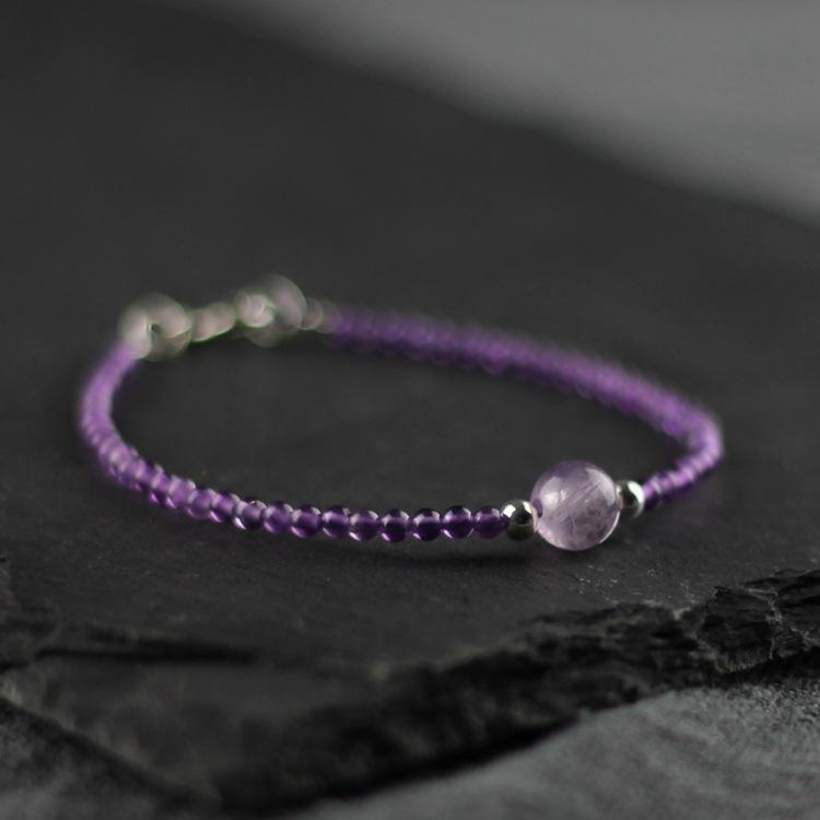 Natural Uruguayan Amethyst Bracelet for Women9Pure silver bracelet with amethyst and zodiac sign