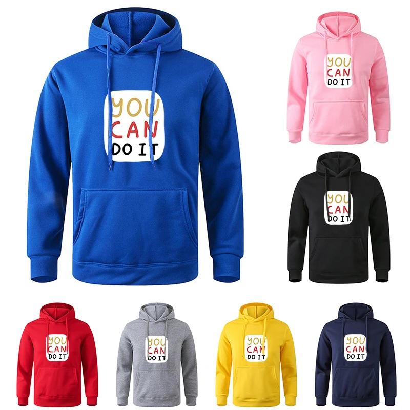 For Male And Women Spring Autumn Men's Oversize Casual Solid Color Black Pullover Hoodie Sweatshirt