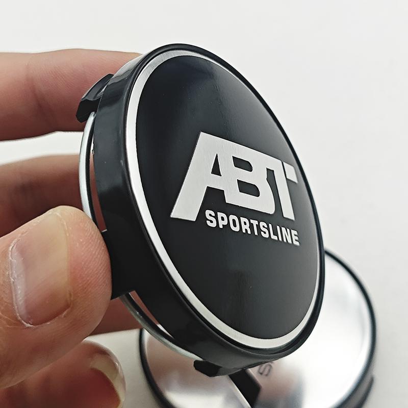 4pcs/set 60mm ABT SPORTSLINE Logo Car Emblem Wheel Hub Center Cap Badge Covers With Black Base For Car Universal Accessories