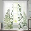 Zelené kapradiny Tylé okenní závěsy do ložnice Luxusní domácí dekorace Závěsy do obývacího pokoje Šifonové panely