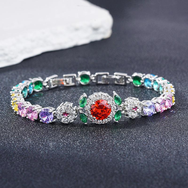 Fleur Violet Bijoux de Luxe Légers Cadeau pour Petite Amie Améthyste Naturelle Zircon Bracelet pour Femmes