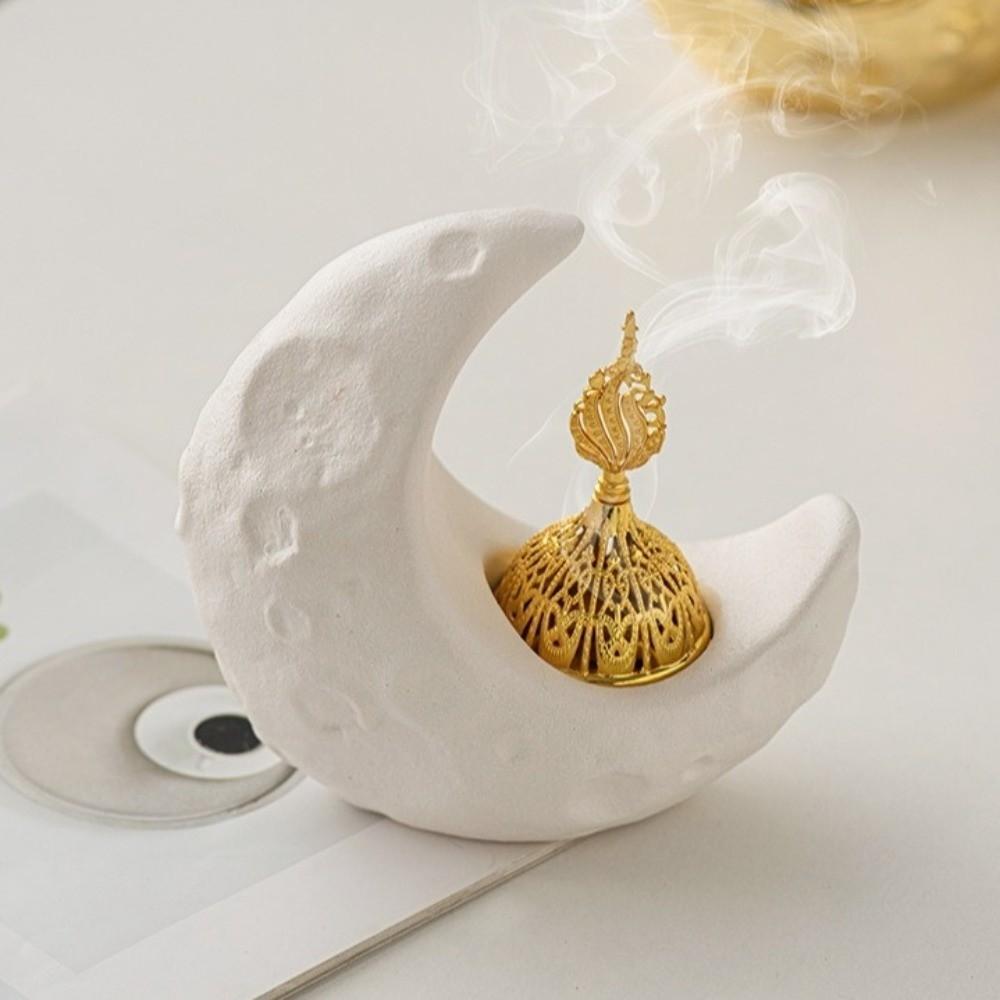 Ceramic Moon-Shaped Incense Burner Light Luxury Arabic Incense Burner Aromatherapy Stove  Yoga