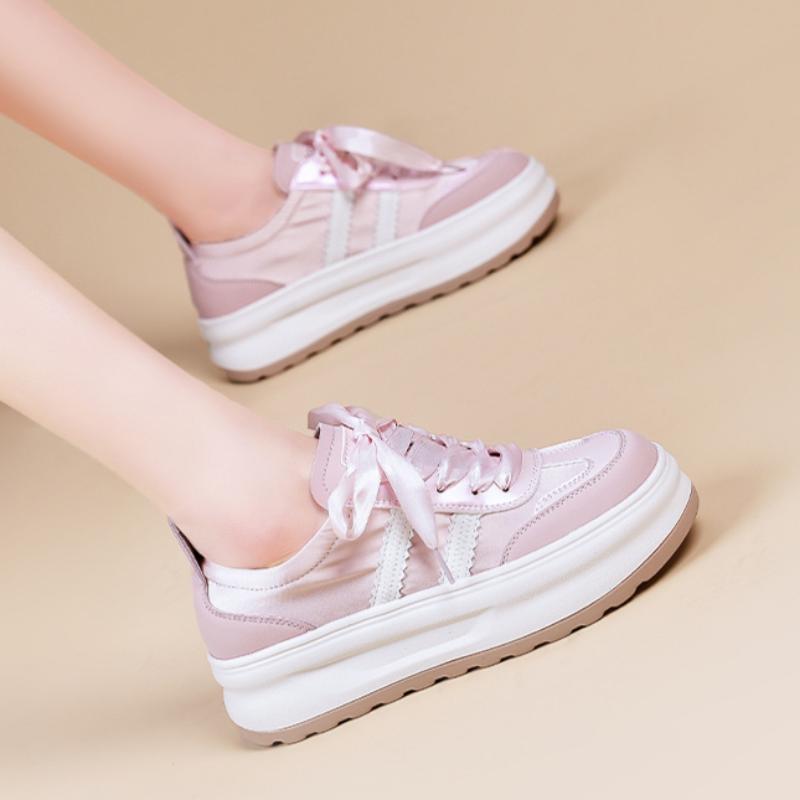 

Dexun Shoes Women s Summer Thin Breathable Casual Ribbon Versatile Platform Thick-soled White Shoesjavascript: 34 рожевий
