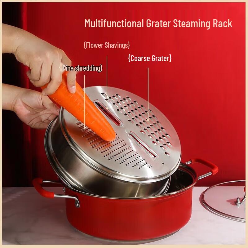 Adneny 28cm Stainless Steel 2-Layer Steamer Pot & Hot Pot