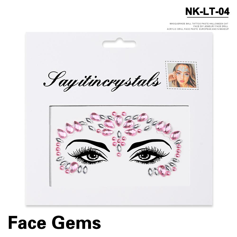 Adesivo per tatuaggio in cristallo Glitter Eyeliner Sopracciglio Trucco Viso Occhi Diamante Tatuaggio temporaneo Adesivi per eyeliner 3D con strass rock