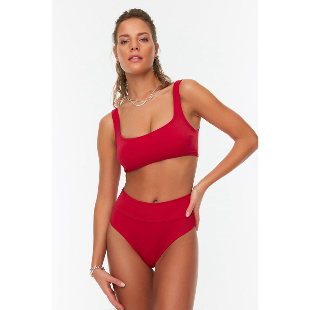 Černý set bikin s vysokým pasem s vysokými nohama/dutými nohami Tbess22bt0010