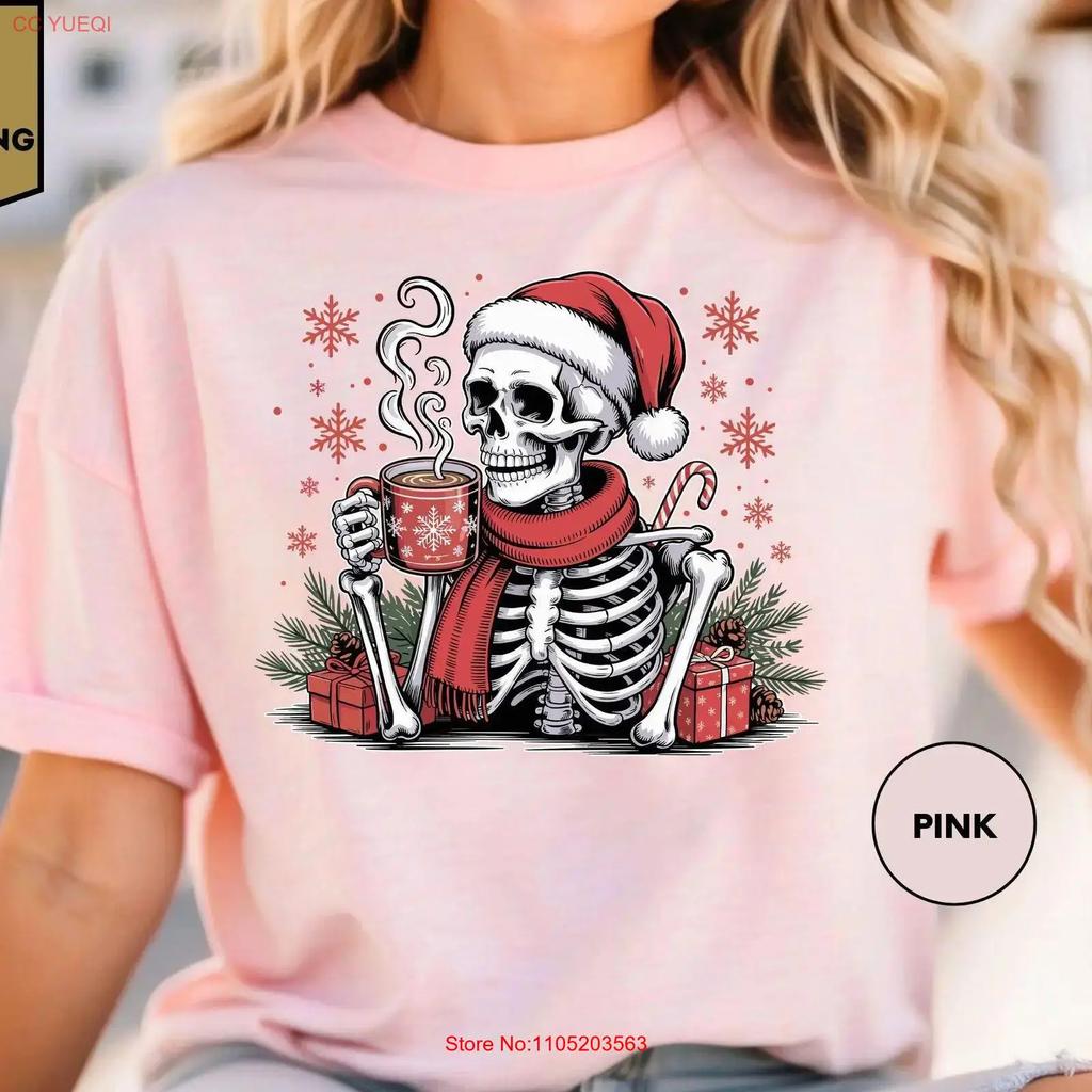 Dead Inside Skeleton Christmas T Shirt Sarcastic Coffee Merry Lover vintage Washed Slightly Breathable Unisex fashion