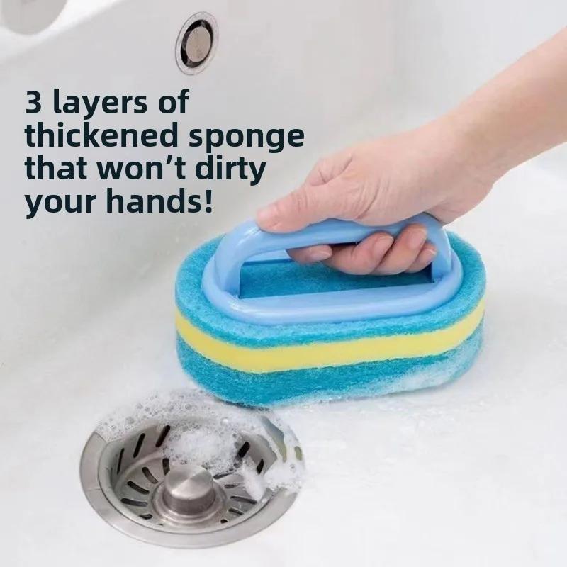 1PCS Household Cleaning Brush Magic Handle Sponge Easy Cleaning for Kitchen Bathroom Toilet Wall Window Cleaning Tools
