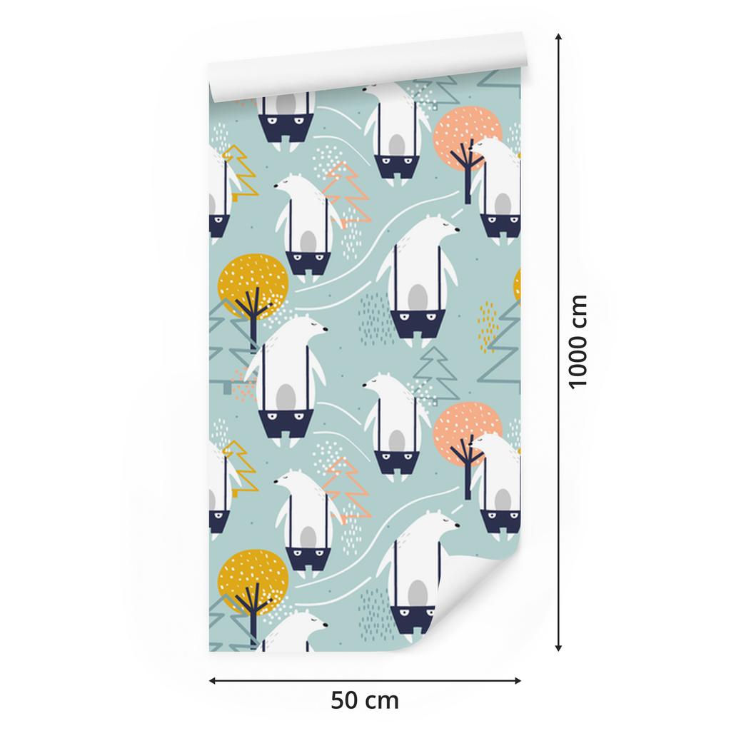 Teddy bears and trees wallpaper for living room and bedroom 50x1000