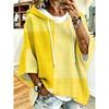 Plus Size Women'S Hooded Top, Multi-Color Plaid Striped Patchwork Loose Off-Shoulder Sleeve Hoodie