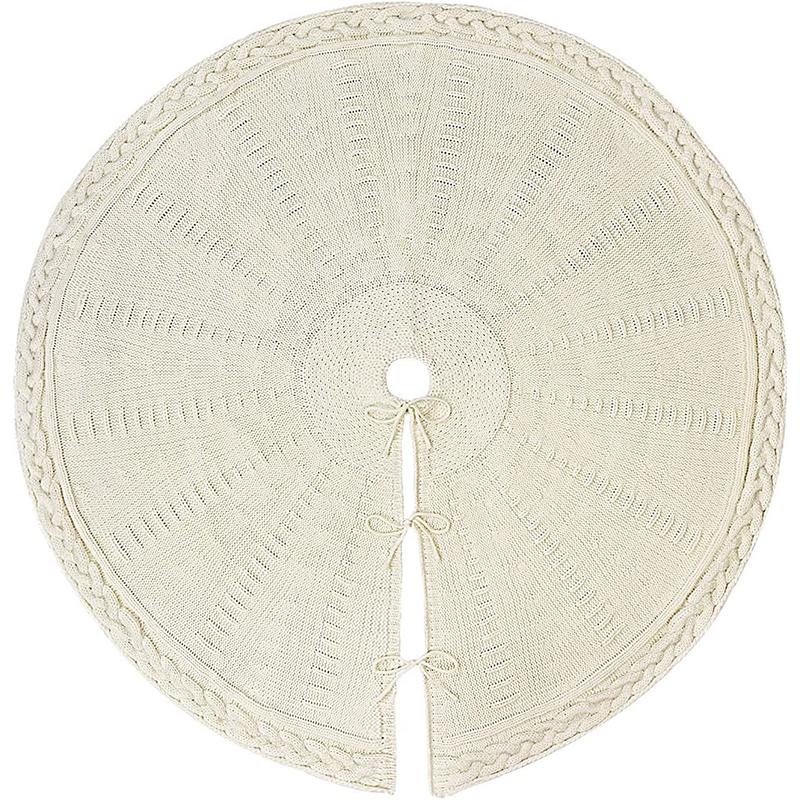 

24/36/48 Inches Knitted Christmas Tree Skirt White Red Christmas Tree Decoration Farmhouse Xmas Decor Holiday Home Party Decor 62cm (24inches)
