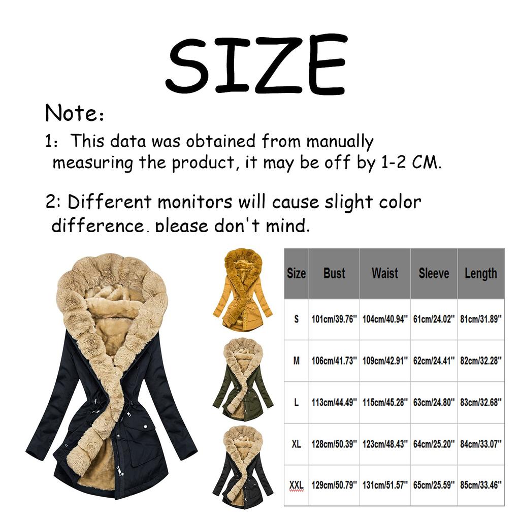 Ladies Hot Syle Solid Color Plus Velvet Warm Collar Hooded Coat Trench Coat