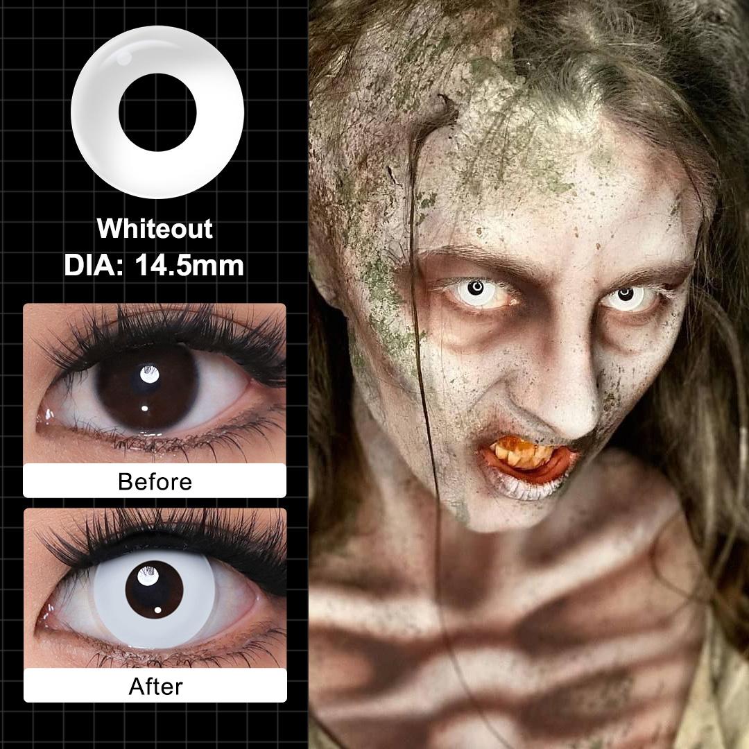 Crazy Lenses Magister Контактные линзы для Хэллоуина Белые контактные линзы для косплея Аксессуары для аниме 14.5mm