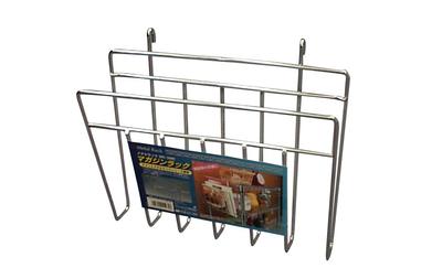 Iris Ohyama Metal Magazine Rack with Hooks, MR-3MR, Silver