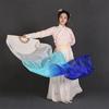 Gradient Silk Women Belly Dance Fan Practice Competition Props Stage Show Costume Accessory Hand Dye Flowy Extra Long 180Cm Fan